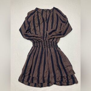 Rails Jasmine Dress in Midas Stripe Size MEDIUM Mini‎ Dress Black Gold Metallic
